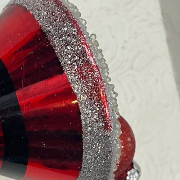 VTG Christmas Martini Glitter Glass/Plastic Ornament w/Red Bulb on Top 4.5" Tall - Picture 10 of 10